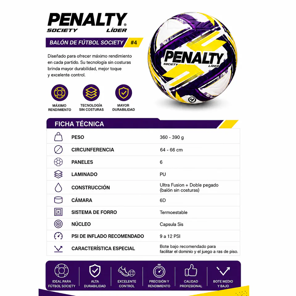 Balón de Futbolito Penalty Lider XXVI N°4 6