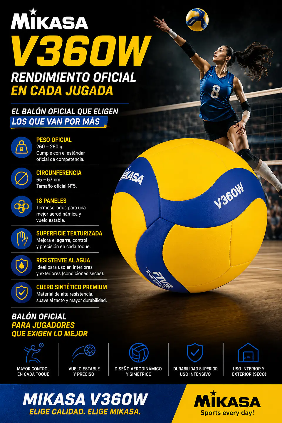 Balon de Volleyball Mikasa V360W 5