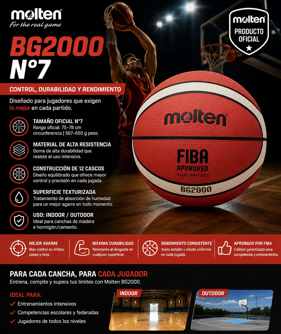 Balon de Básquetbol Molten BG2000 N°7  4