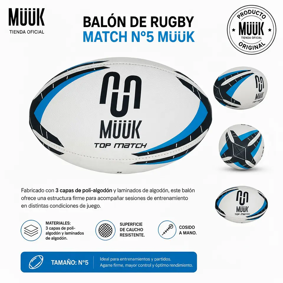 Balon De Rugby Match N° 5 Muuk 8