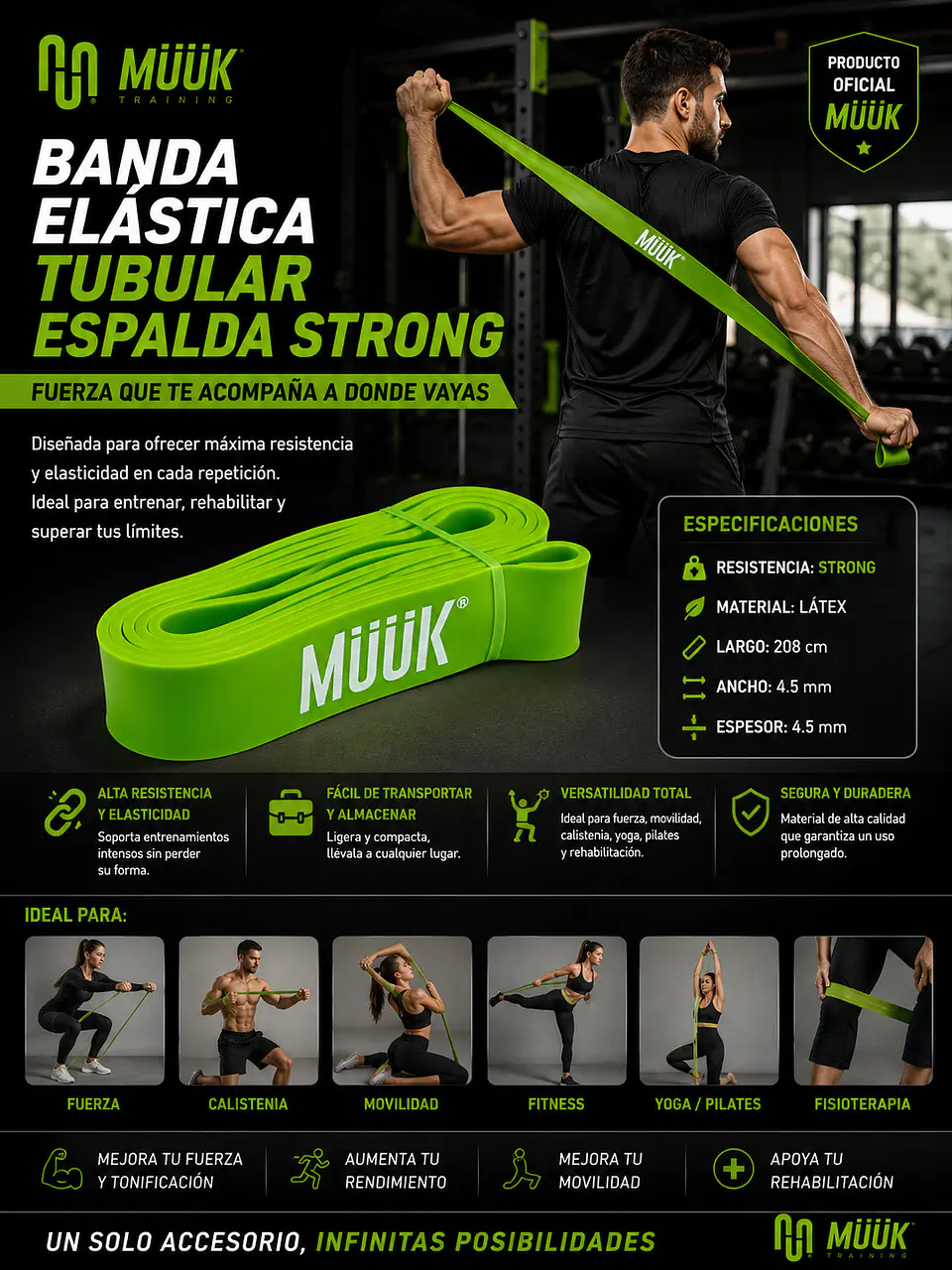 Banda Elastica Muuk Tubular Espalda Strong 2080X4.5X4.5Cm 5