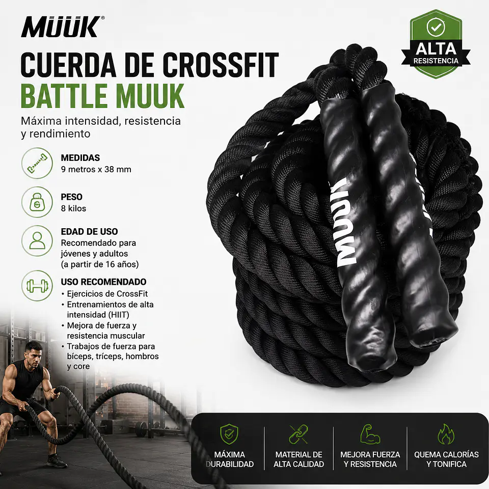 Cuerda de Crossfit Battle Muuk 9 mt 38 mm 7