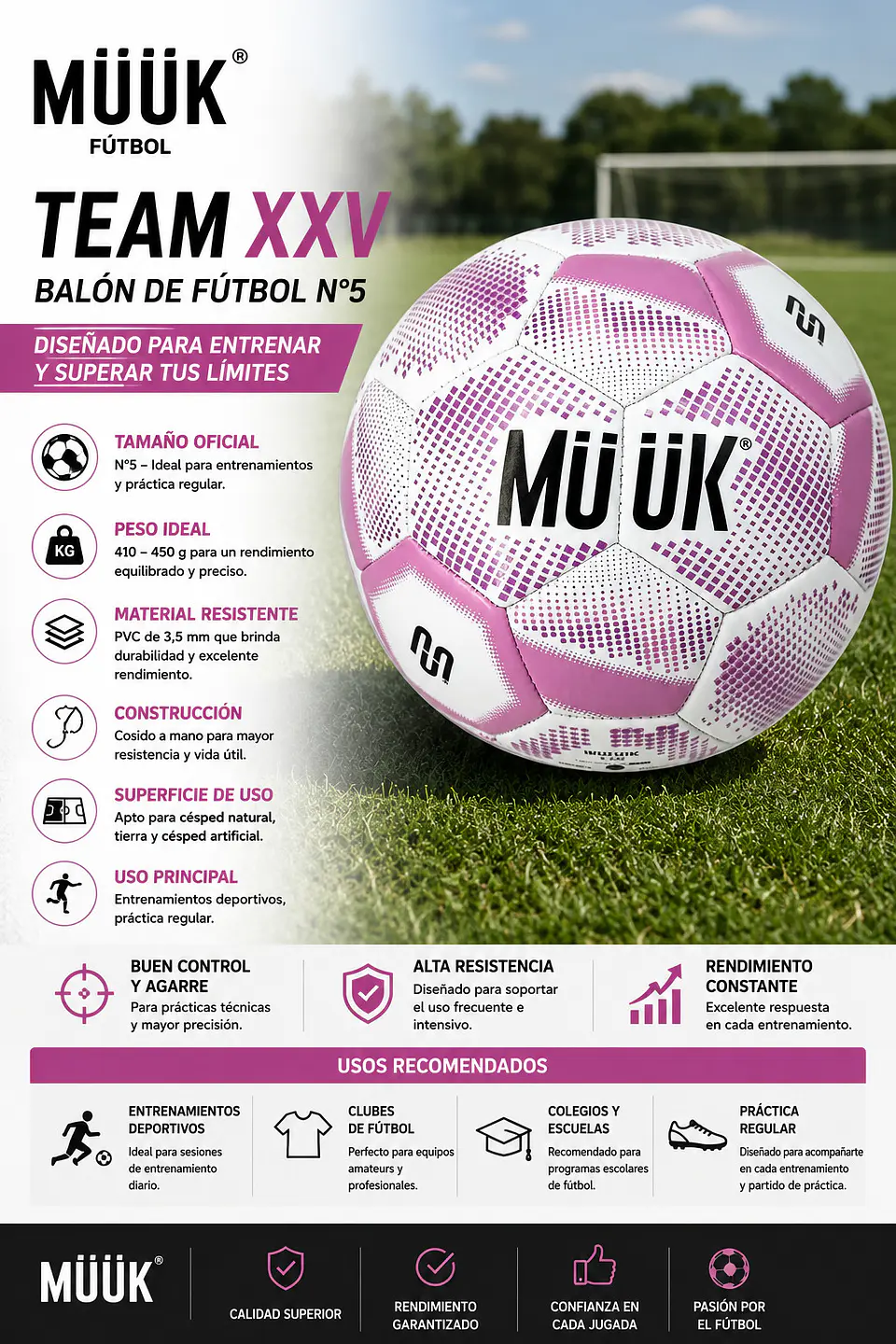 Balon de Futbol Muuk Team XXV N°5 9