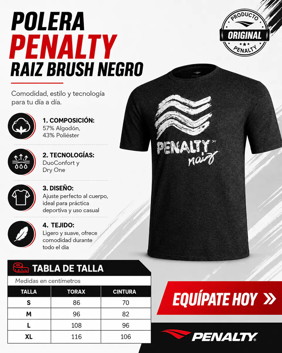 Polera Penalty Raiz Brush Negro 6