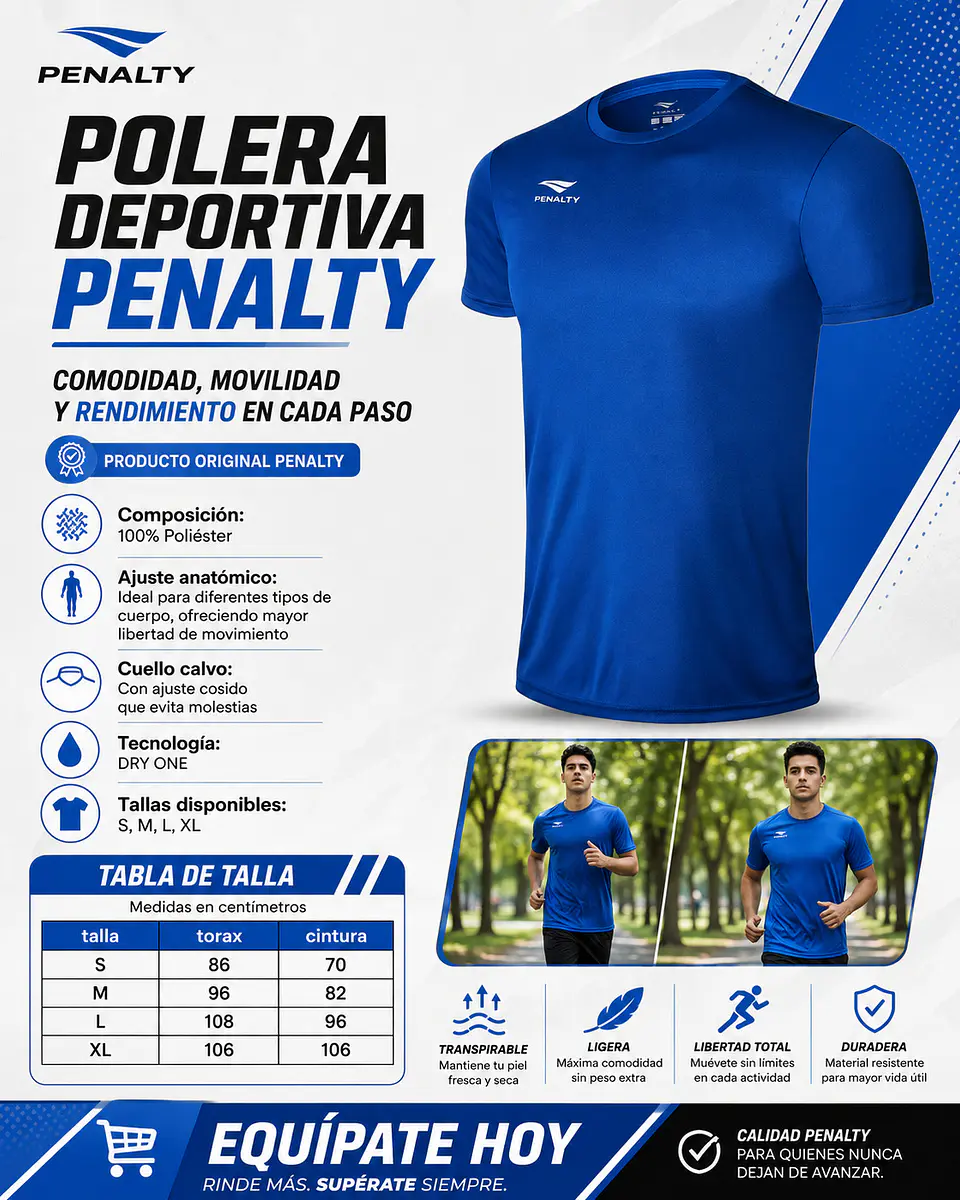Polera Penalty Matis X Azul Rey 7