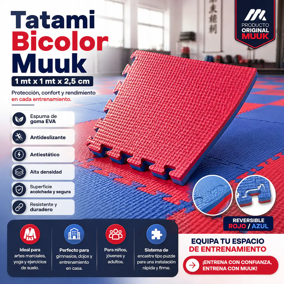 Tatami Bicolor Muuk 1 mt x 1 mt x 2,5 cm 10