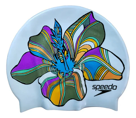 Gorro Natacion Speedo Adulto Blanco Multicolor Flor