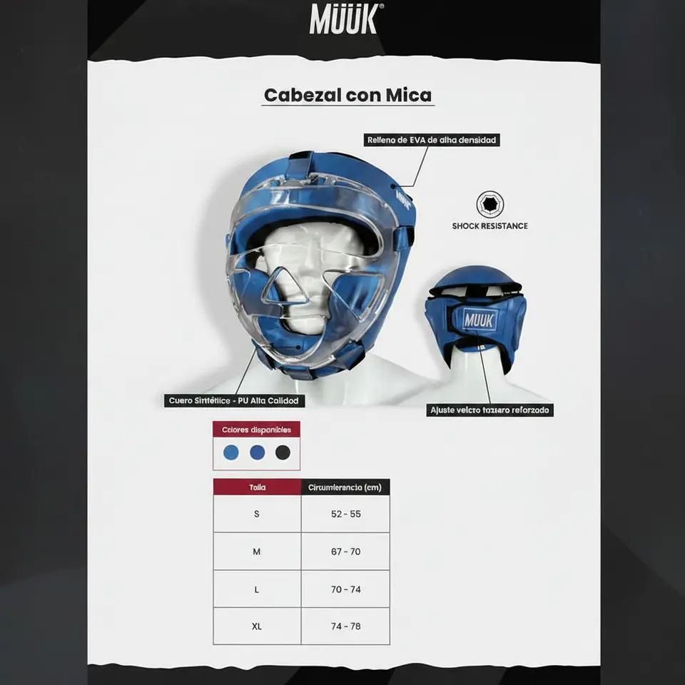 Cabezal De Artes Marciales Con Mica Muuk Azul 10