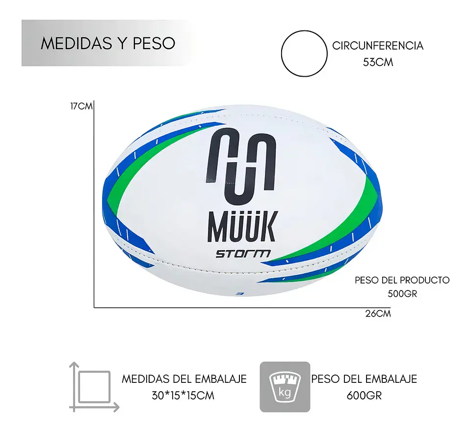 Balon De Rugby Storm N° 3 Muuk 4