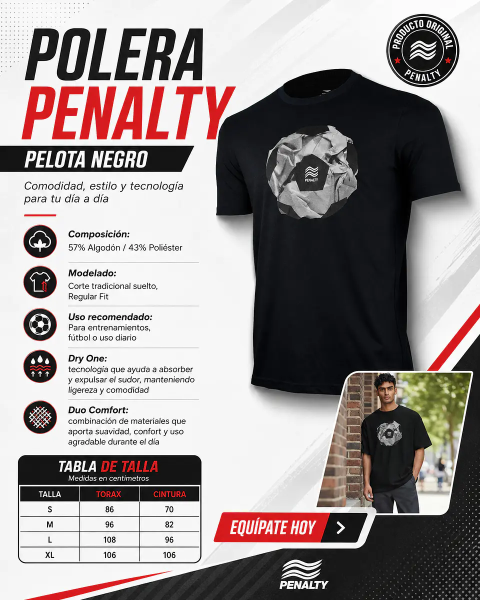 Polera Penalty Pelota Negro 4