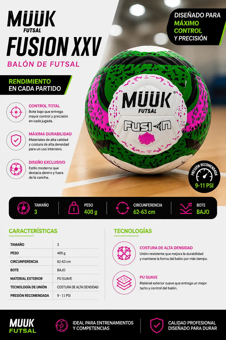 Balón de Futsal Muuk Fusion XXV 6