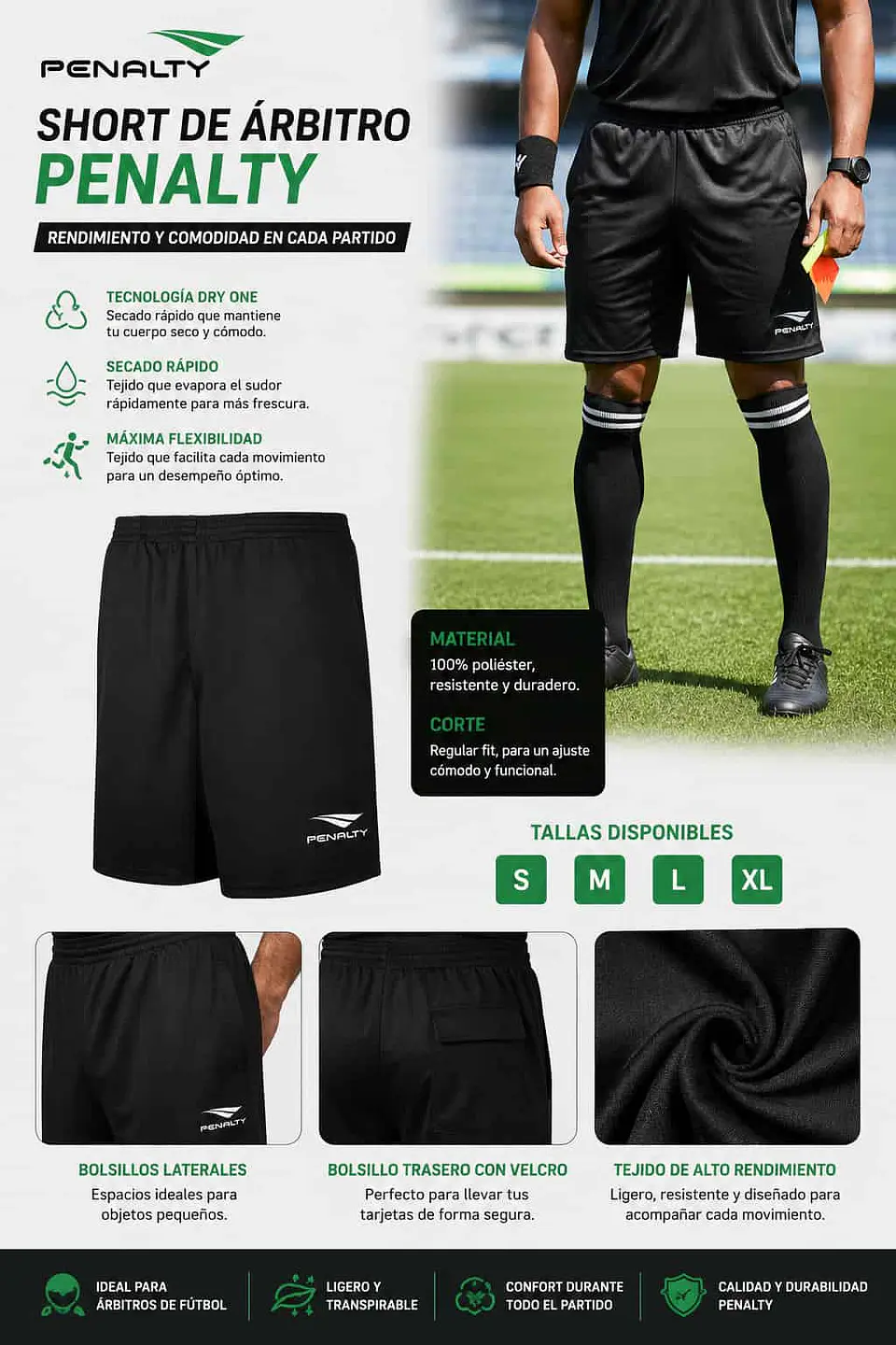 Short de Arbitro Penalty Negro 2