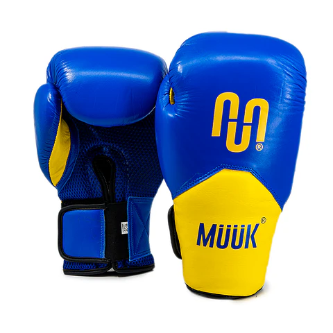 Guante de Box Muuk Cuero Eliminator Azul-Amarillo