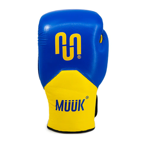Guante de Box Muuk Cuero Eliminator Azul-Amarillo