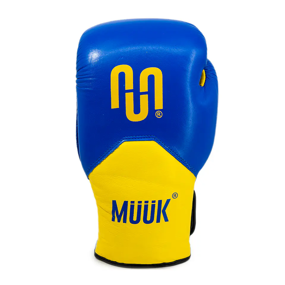 Guante de Box Muuk Cuero Eliminator Azul-Amarillo 2