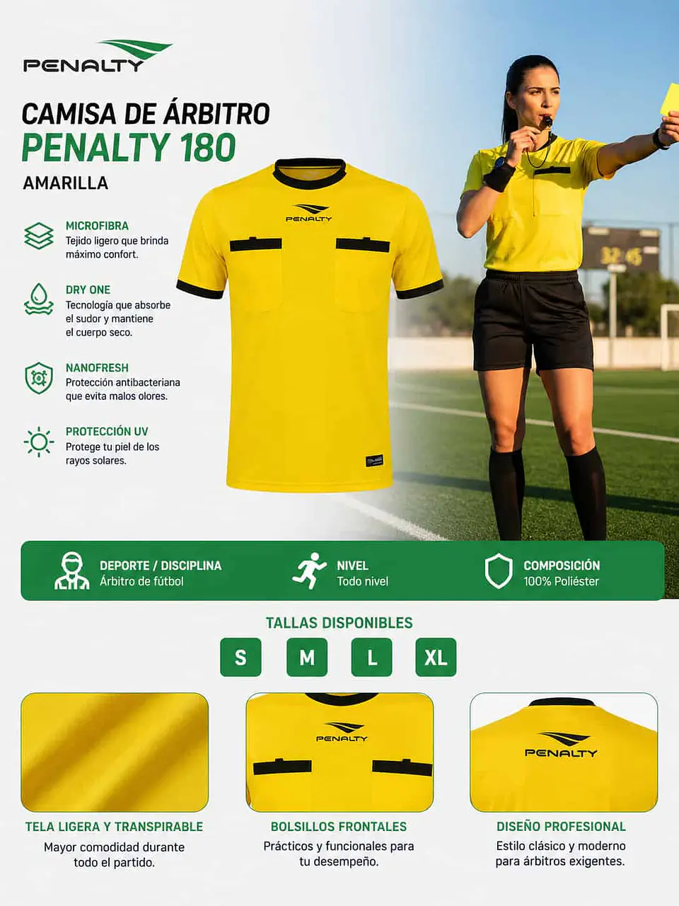 Camisa de Arbitro Penalty Amarilla 5
