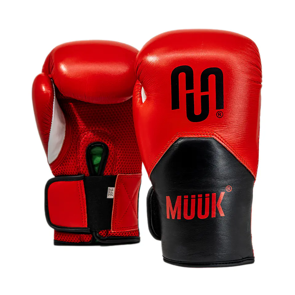 Guante de Box Muuk Cuero Eliminator Rojo-Negro 1