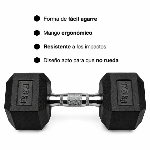 Mancuerna Hexagonal Goma 17.5 kg