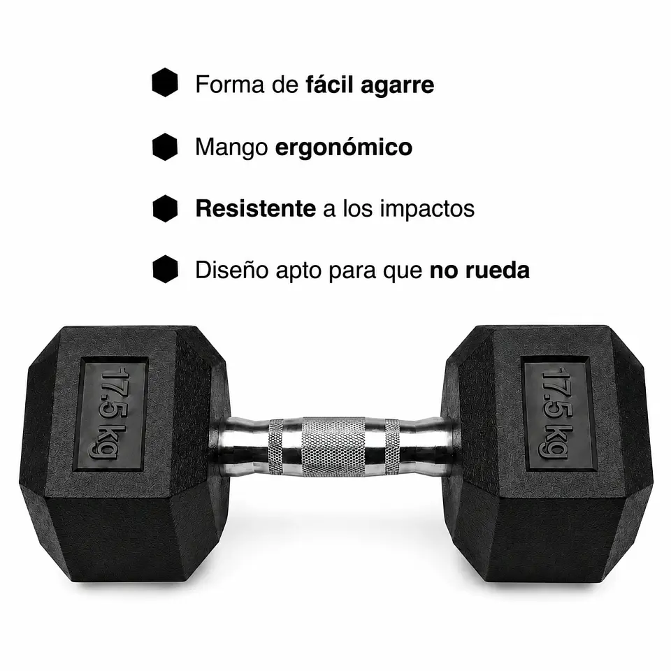 Mancuerna Hexagonal Goma 17.5 kg 2