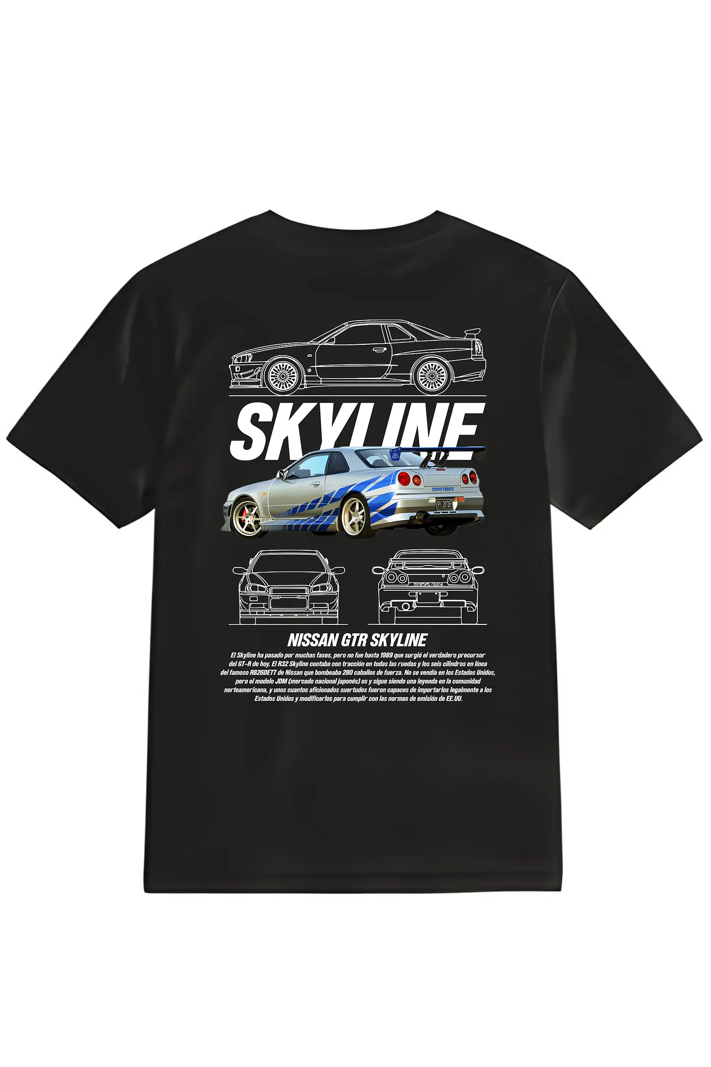 POLERA SKYLINE NEGRO -  BLANCA CLASSIC UNISEX  1