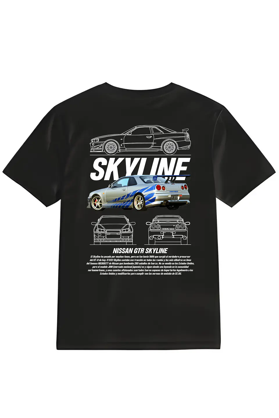 POLERA SKYLINE NEGRO -  BLANCA CLASSIC UNISEX  1