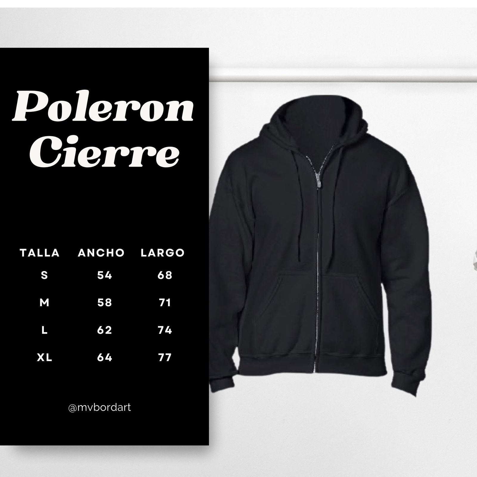 Guía de tallas Polerón con cierre