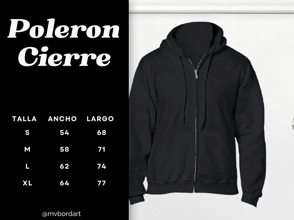 Guía de tallas Polerón con cierre
