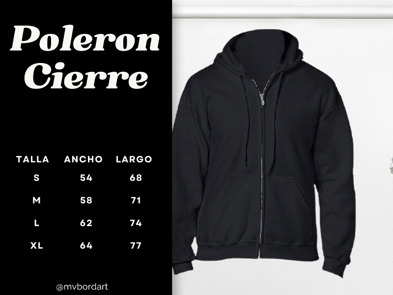 Guía de tallas Polerón con cierre