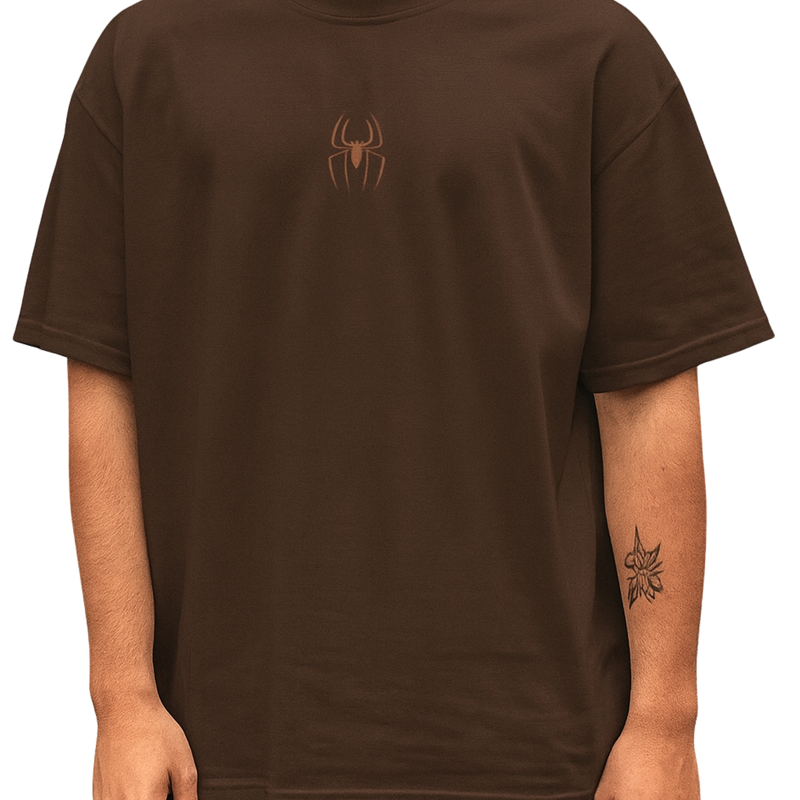 POLERA CLASSIC SPIDER BORDADA HEAVY COTTON 280 - CAFE 2