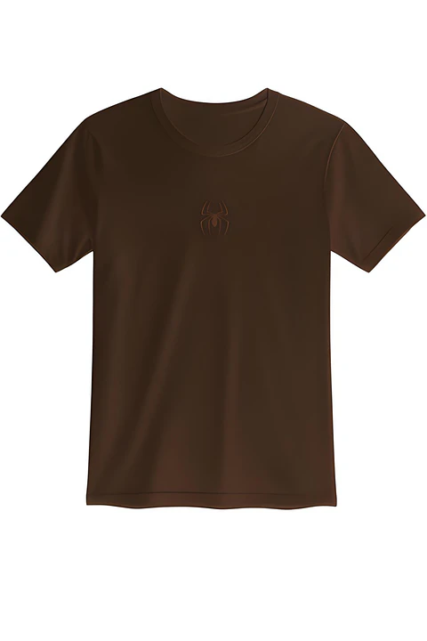 POLERA CLASSIC SPIDER BORDADA HEAVY COTTON 280 - CAFE MVBORDART