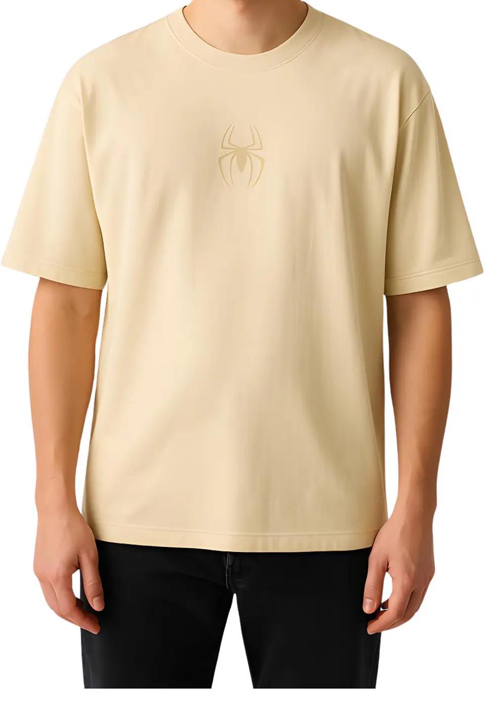 POLERA CLASSIC SPIDER BORDADA HEAVY COTTON 280 - ARENA MVBORDART 2