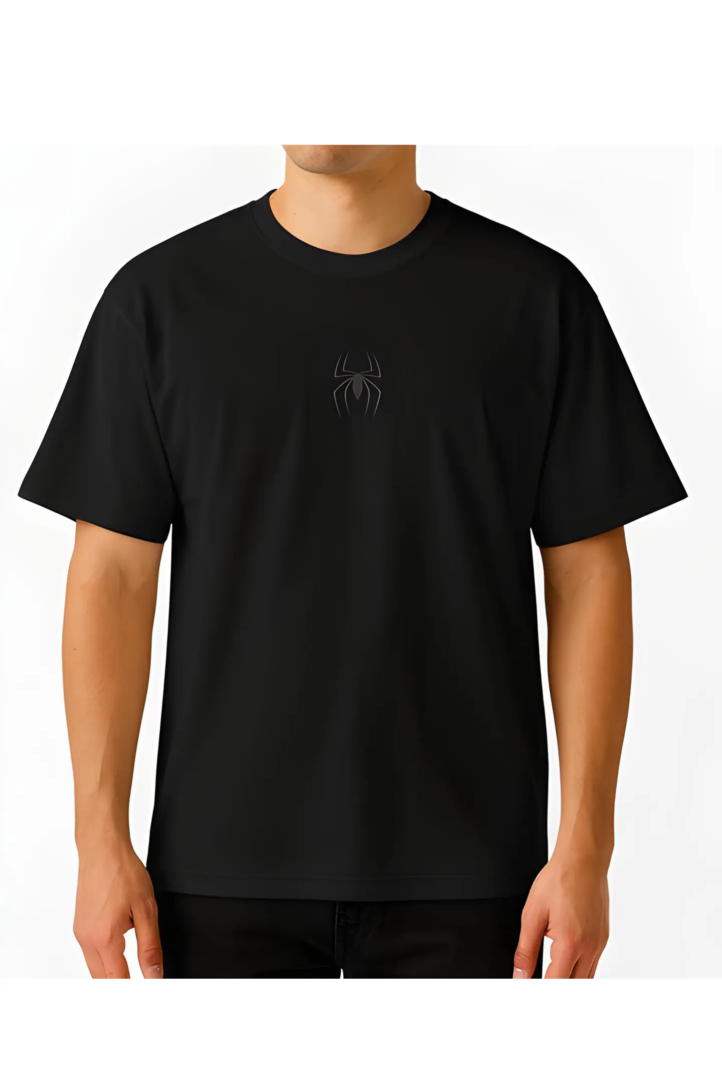 POLERA CLASSIC SPIDER BORDADA HEAVY COTTON 280 - NEGRO MVBORDART 2