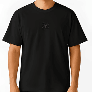 POLERA CLASSIC SPIDER BORDADA HEAVY COTTON 280 - NEGRO