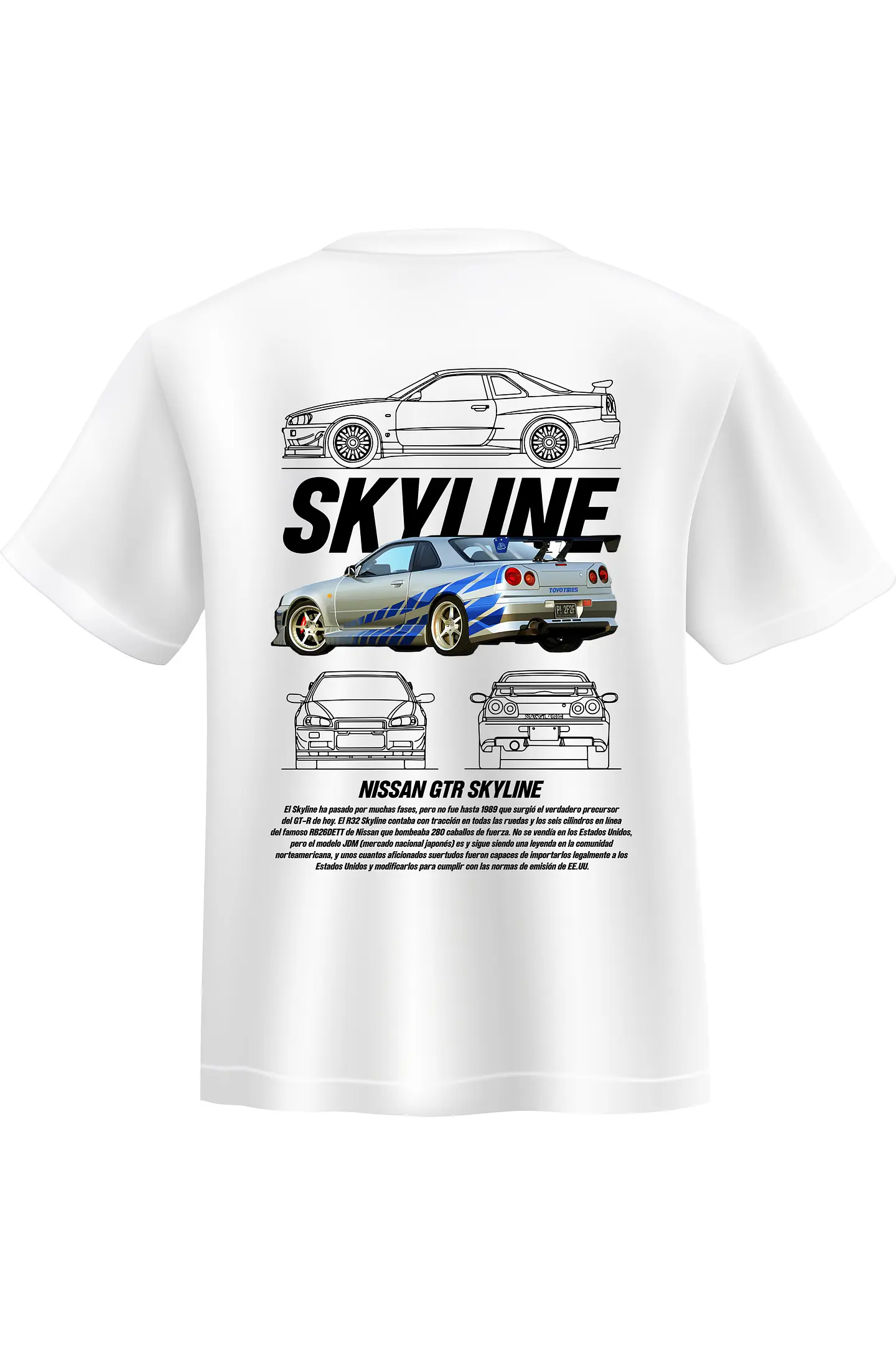 POLERA SKYLINE NEGRO -  BLANCA CLASSIC UNISEX  2