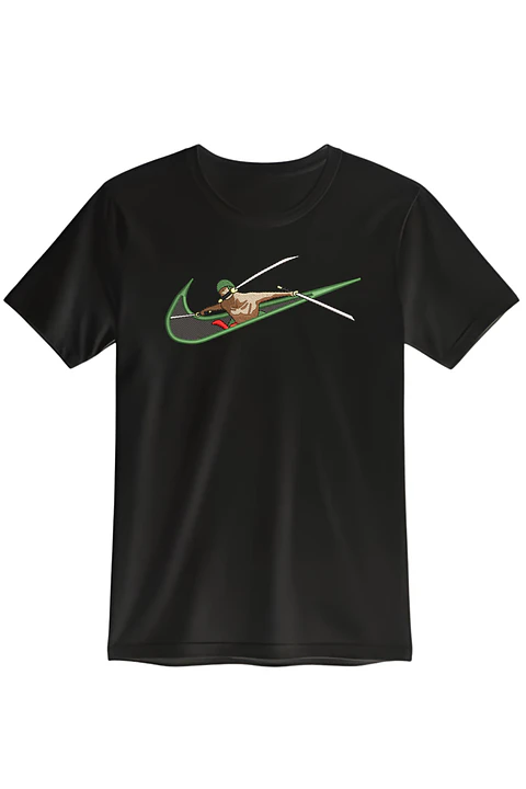 POLERA ZORO NEGRA - BLANCO CLASSIC UNISEX BORDADO