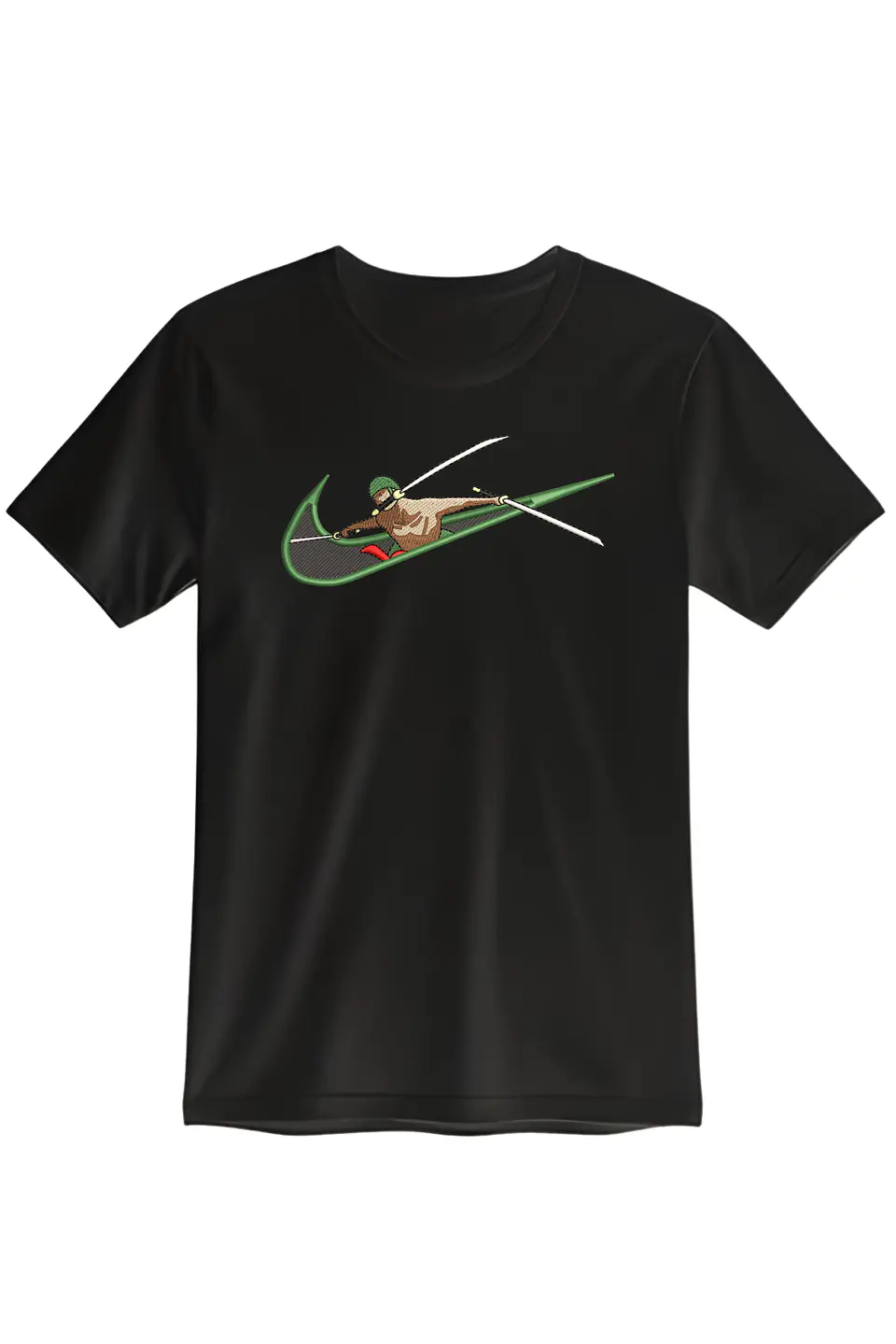 POLERA ZORO NEGRA - BLANCO CLASSIC UNISEX BORDADO 1