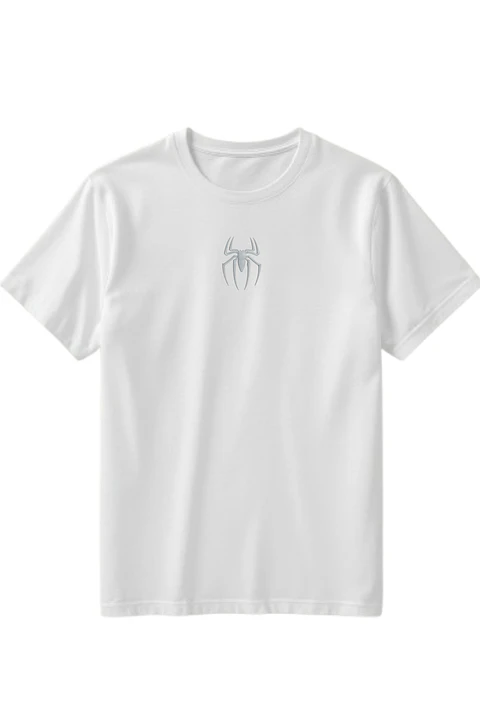 POLERA CLASSIC SPIDER BORDADA HEAVY COTTON 280 - BLANCA MVBORDART