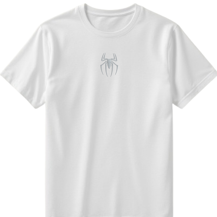 POLERA CLASSIC SPIDER BORDADA HEAVY COTTON 280 - BLANCA MVBORDART 1