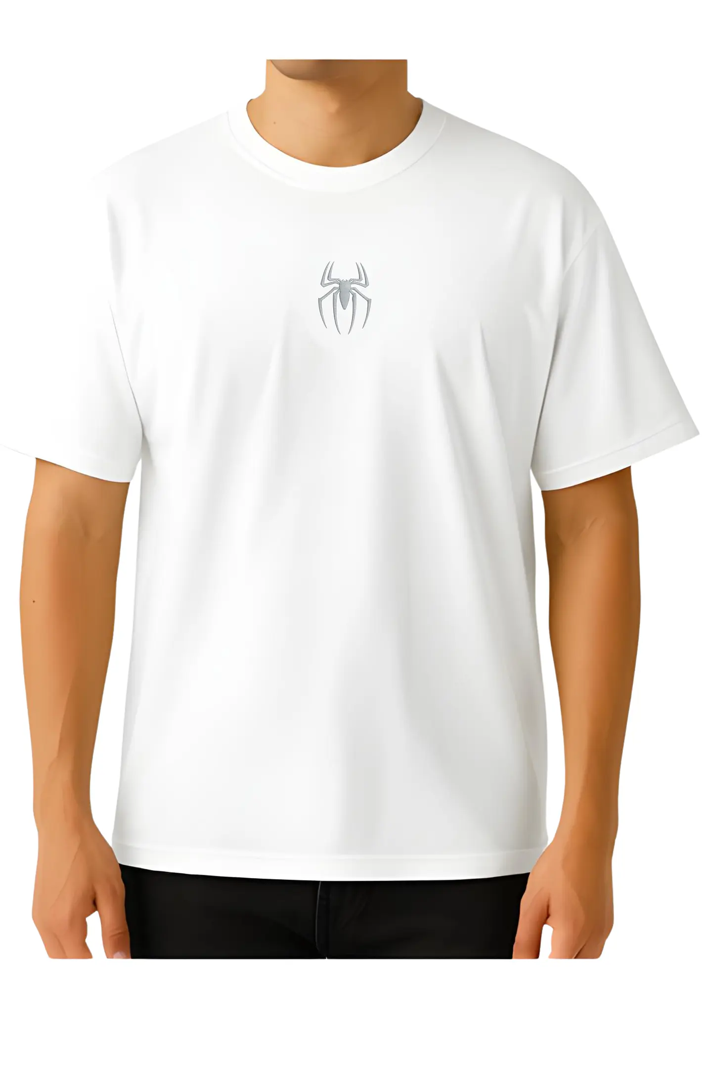 POLERA CLASSIC SPIDER BORDADA HEAVY COTTON 280 - BLANCA MVBORDART 2