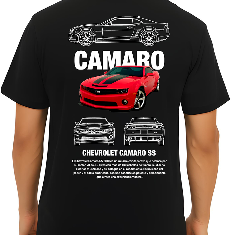 POLERA CAMARO NEGRO - CLASSIC UNISEX 3