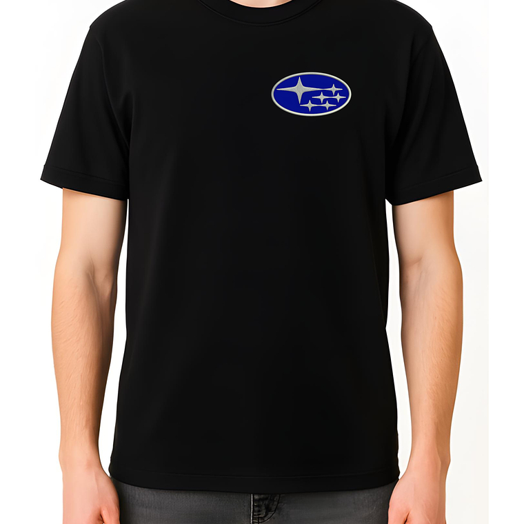 POLERA SUBARU NEGRO - BLANCO BORDADO CLASSIC UNISEX 3