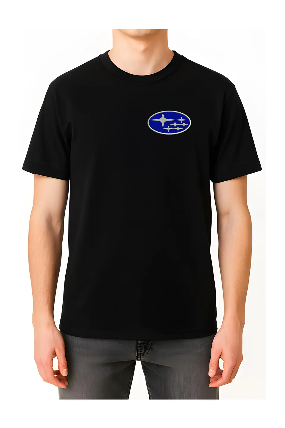 POLERA SUBARU NEGRO - BLANCO BORDADO CLASSIC UNISEX 3