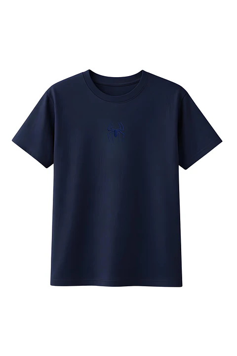 POLERA CLASSIC SPIDER BORDADA HEAVY COTTON 280 - AZUL MARINO MVBORDART