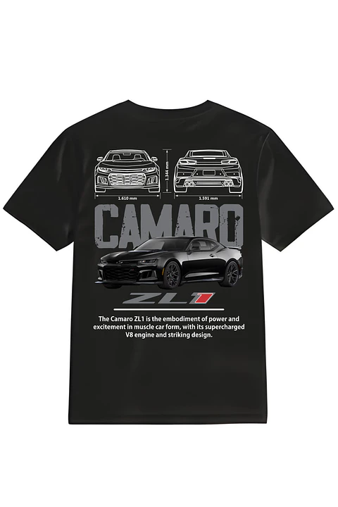 POLERA CAMARO ZL1 NEGRO - BLANCO CLASSIC UNISEX