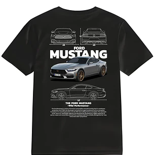 POLERA MUSTANG NEGRO - BLANCO CLASSIC UNISEX
