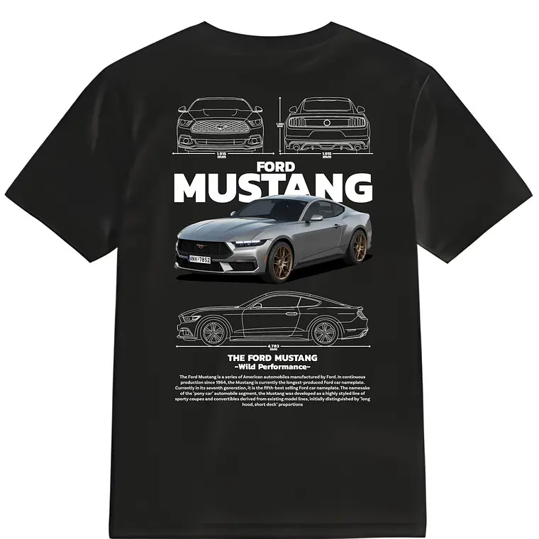 POLERA MUSTANG NEGRO - BLANCO CLASSIC UNISEX 1