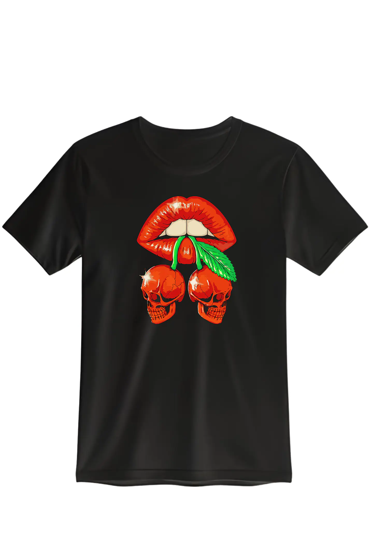 POLERA LABIOS - NEGRO UNISEX 1