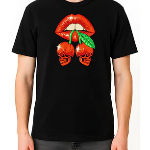 POLERA LABIOS - NEGRO UNISEX