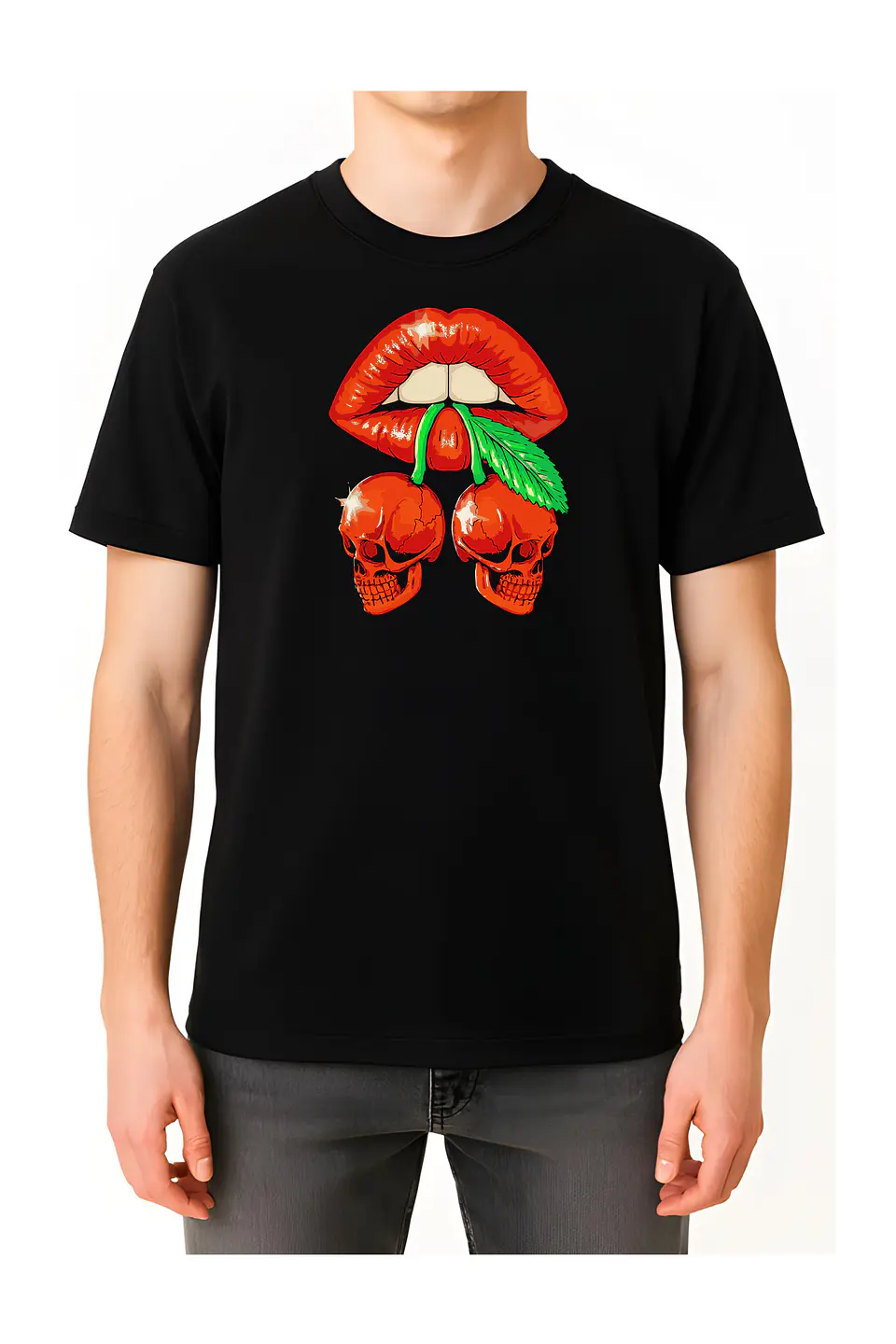 POLERA LABIOS - NEGRO UNISEX 2