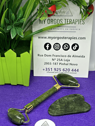 Conjunto Skin Roller Face + Placa Gua Sha